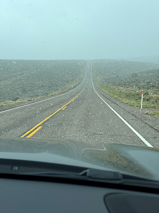 Schneefall auf der UT 62 nach Loa