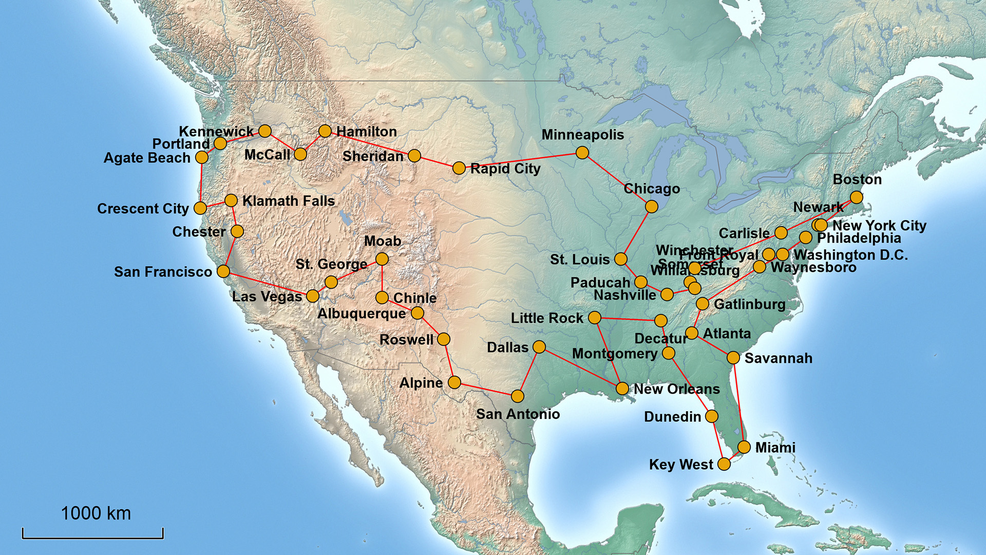 Landkarte - Road und Hiking Trip 85 Tage USA [2012]